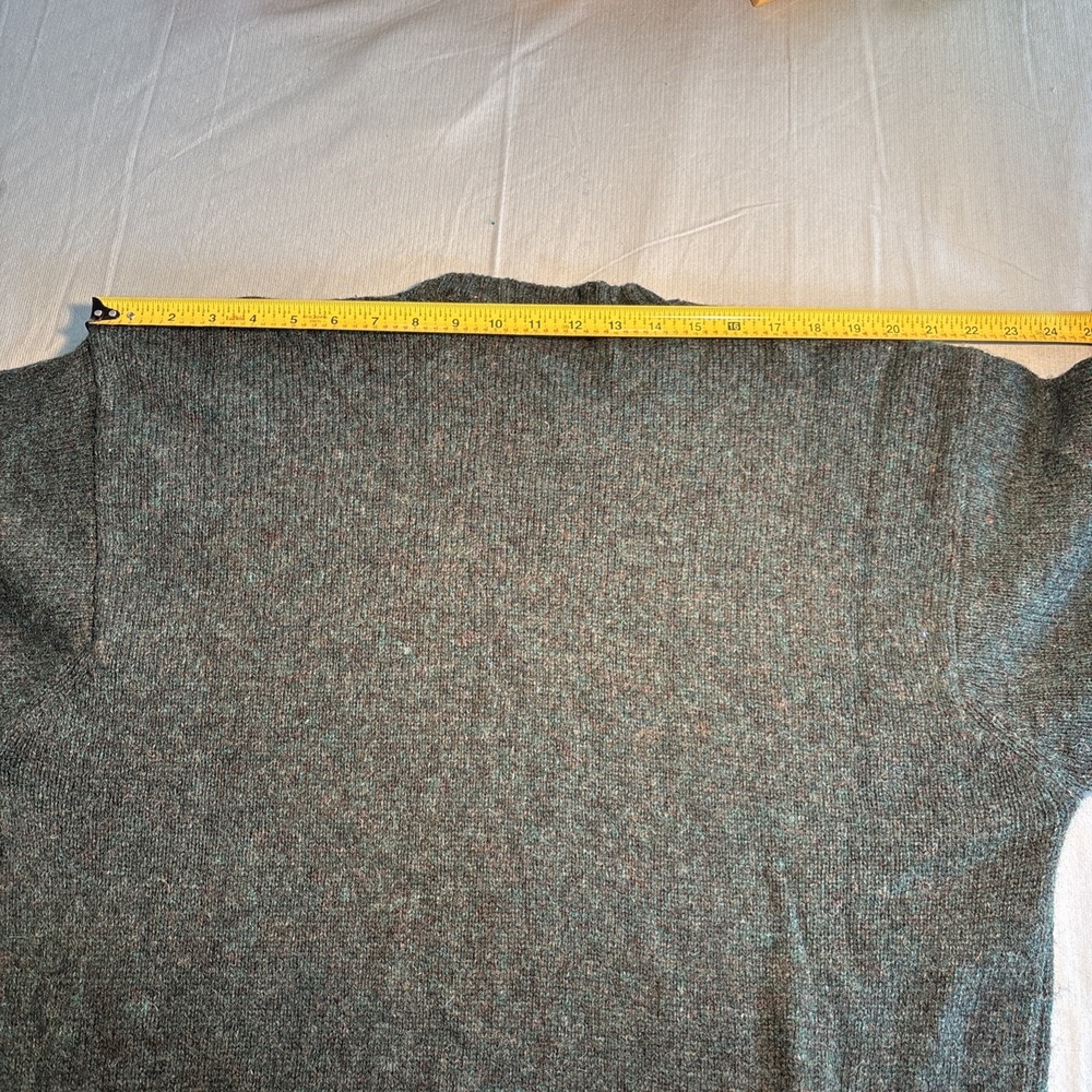 Pendleton Mens L Shetland Wool Crewneck Sweater Green Heather Knit Pullover - Picture 5 of 9